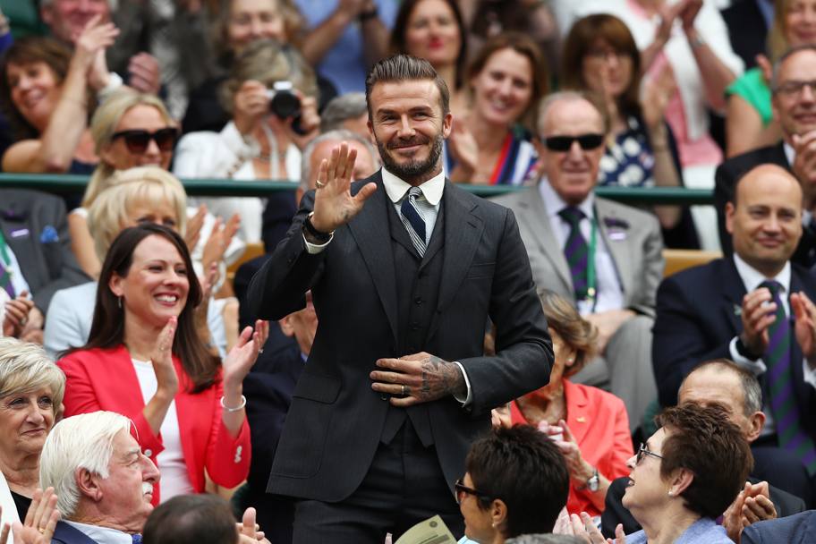 David Beckham saluta il pubblico del centrale (Getty Images)